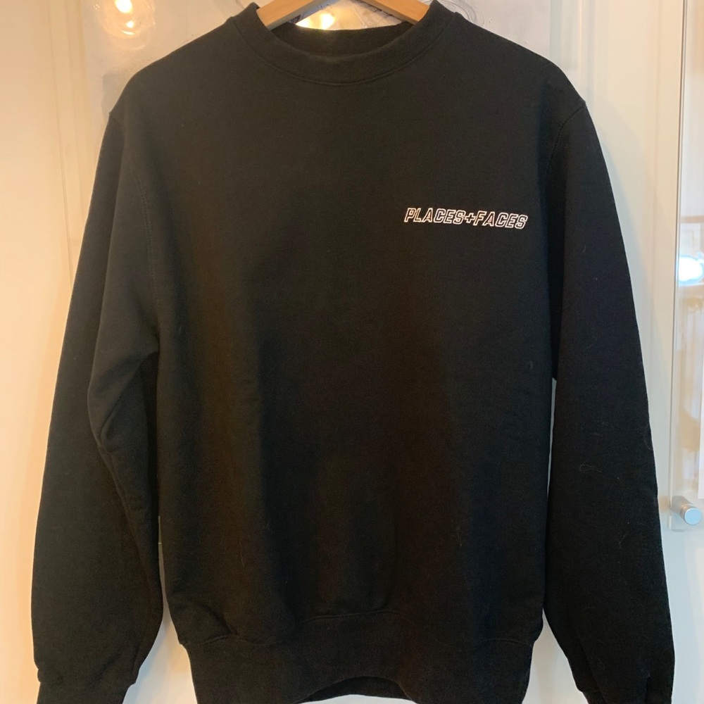 Places + Faces Black Crewneck Sweater